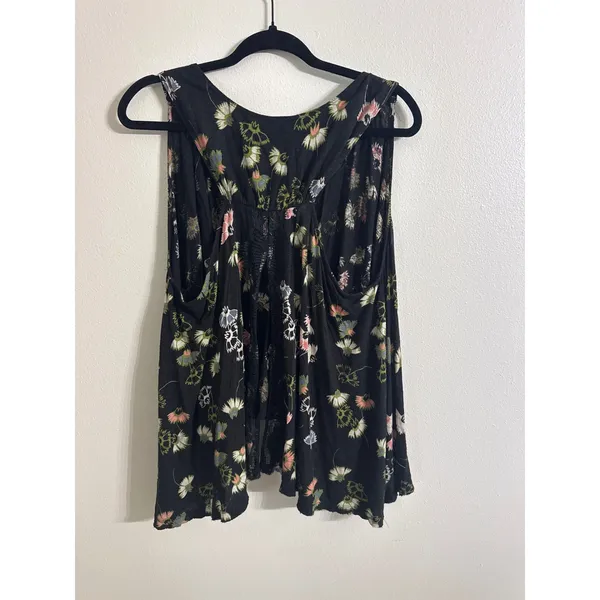 Free People Love Potion Black Top Boho Cottage Coquette Lace Black Medium Womens - Image 5