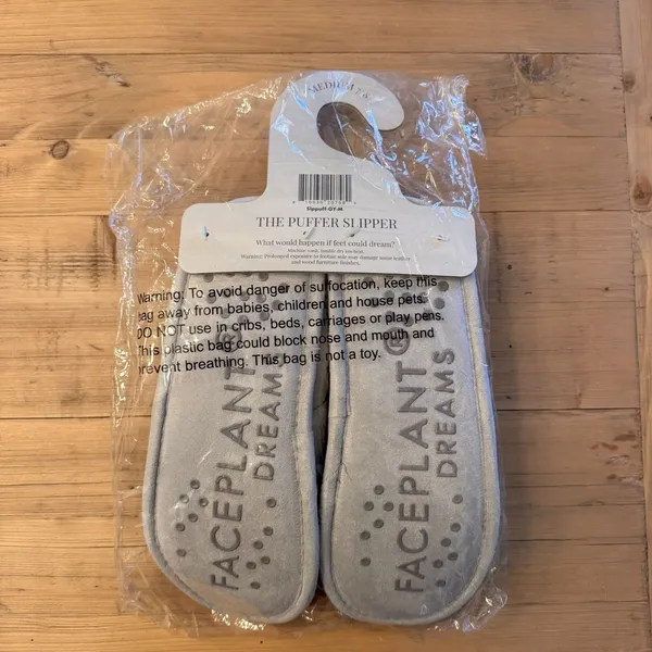 Faceplant Dreams‎ Puffer Slippers Size 7/8 Medium Gray Cozy Plush Indoor Shoes - Image 6