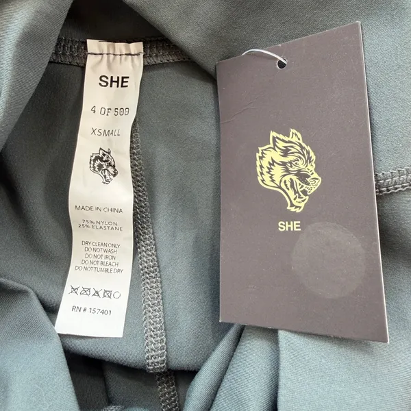 Darc Sport Wolves SHE Biker Shorts Gray Green High Waisted XS 4 of 500 Gym NWT - Image 4
