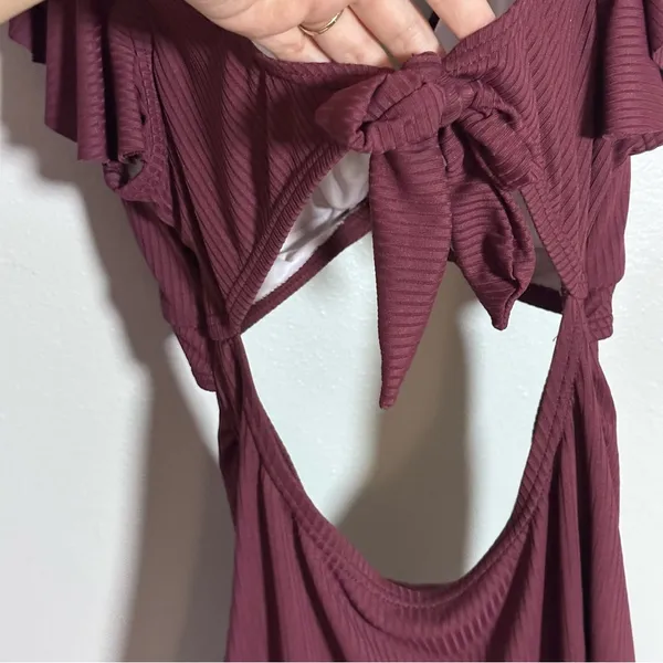 Charmo Women Maternity‎ Burgundy Ribbed Swimsuit One Piece size L - Image 9