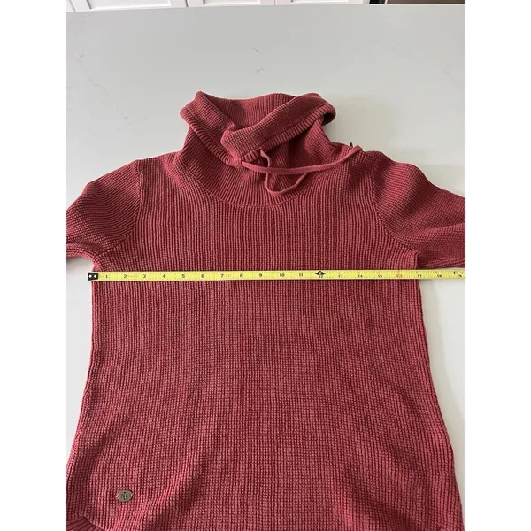 Lauren Ralph Lauren Red Cotton Waffle-Knit Cowl Neck Logo Pullover Sweater Small - Image 6