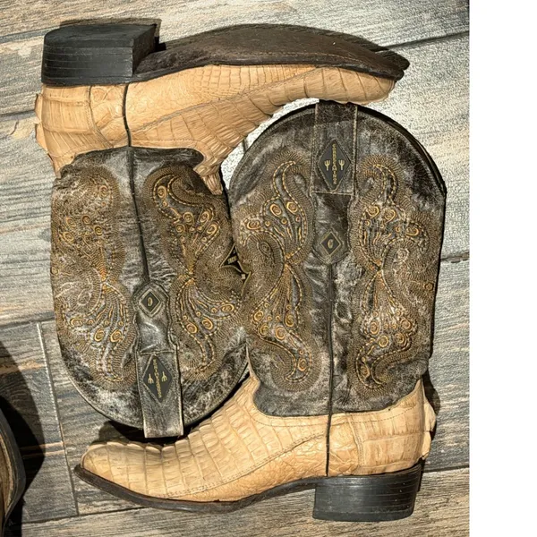 Correcaminos Caiman Belly Exotic Leather Western Cowboy Boots Tan Brown MEX 27.5 - Image 3