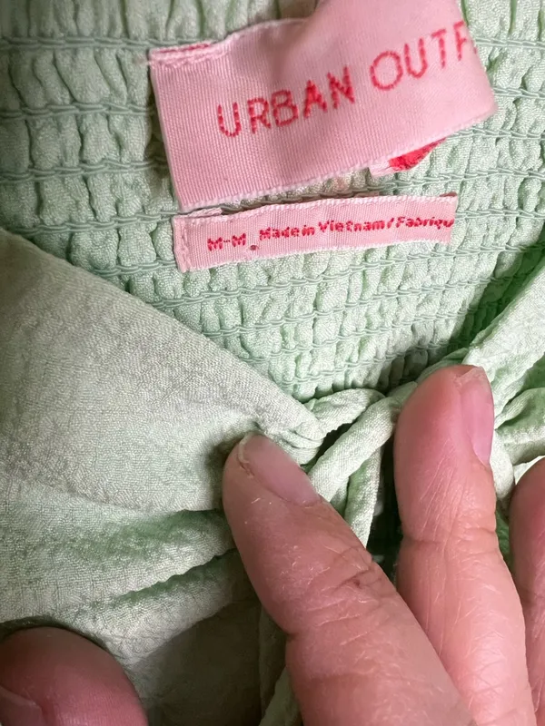 Urban Outfitters Keyhole Babydoll Ruffle Tie-Front Green Peplum‎ Crop Top - Image 6