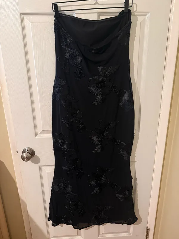 OYS Black Floral Strapless Mesh Bodycon Maxi Dress XL Wedding Guest NWOT - Image 4