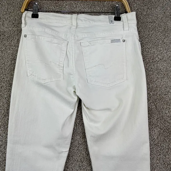 7 For All Mankind Jeans Women 26 White Low Rise Straight Y2K Made USA Button Fly - Image 11