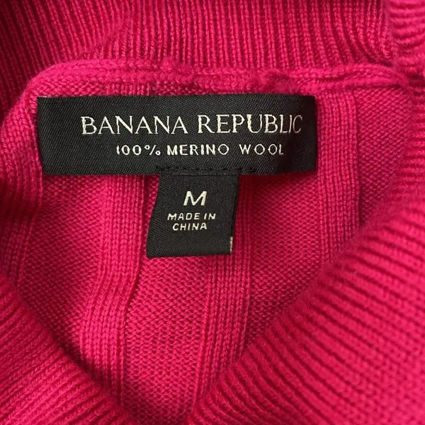 Banana Republic 100% Wool Pink Long Sleeve Ribbed Knit Turtleneck Sweater M - Image 4