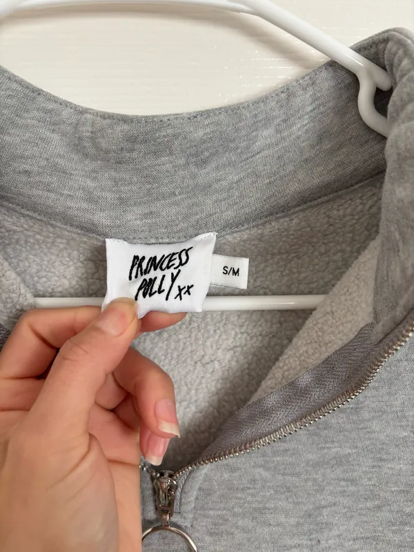 Princess Polly Quarter Zip Grey Pullover Sweatshirt - Image 2