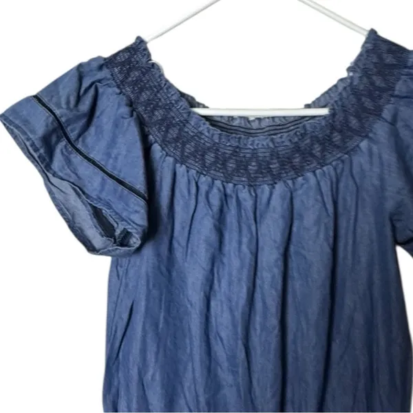 Love Tree Short Sleeve Elastic Waist Shorts Style Denim Romper Sz L New With Tag - Image 3