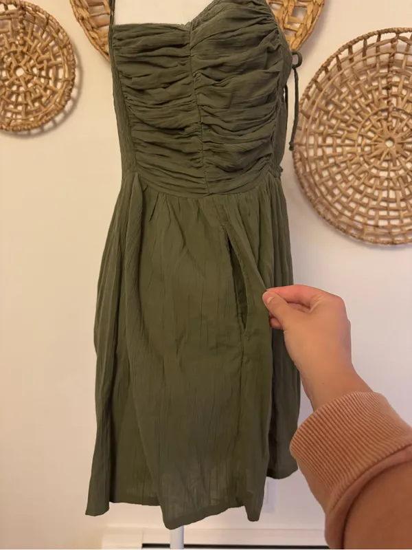 Olive Green Smocked Tie - Image 3