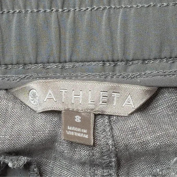 Athleta Cabo Linen Jogger Pants Women 8 Gray 100% Linen Drawstring Zip Pockets - Image 7