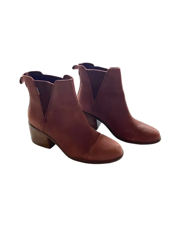 Toms Esme Leather Chelsea Boots Burnt Henna Size 7.5 Minimalist Western Festival - Image 2