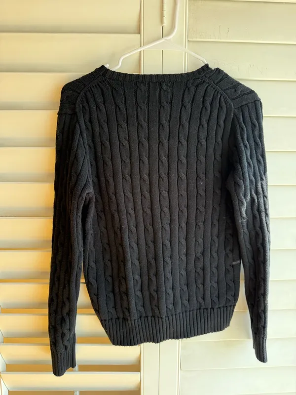 Ralph Lauren Black Cable Crewneck Sweater with Polo Pony sz S - Image 6