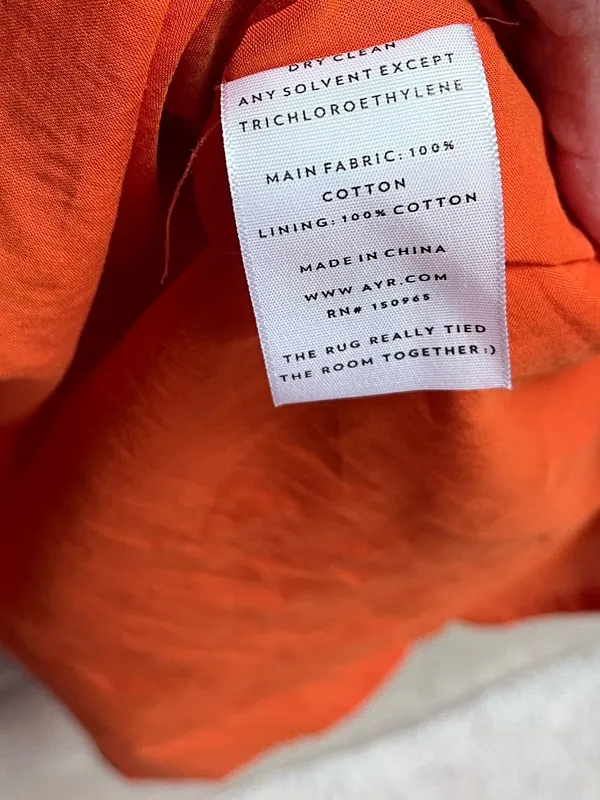 AYR Extra Extra Midi Dress Cara Orange Smocked Waist Tiered Cotton Size Small - Image 8