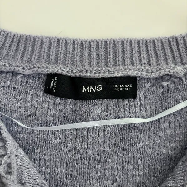 Mango Blue Textured Button Cardigan - Image 6