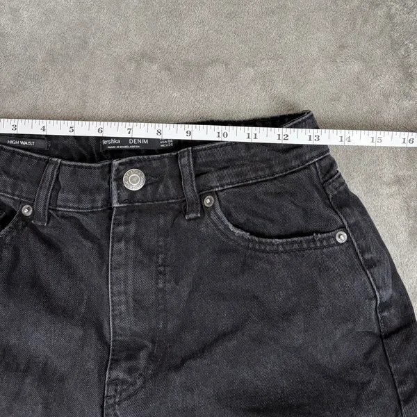 Bershka High Waist Denim Shorts Women's 4 Black Grunge Mall Emo Y2K Whimsygoth - Image 4