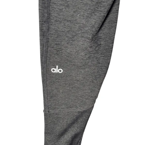 Alo Yoga Athletic Leggings XS Gray High Waist Ribbed Cuff Athleisure Casual Cozy - Image 5