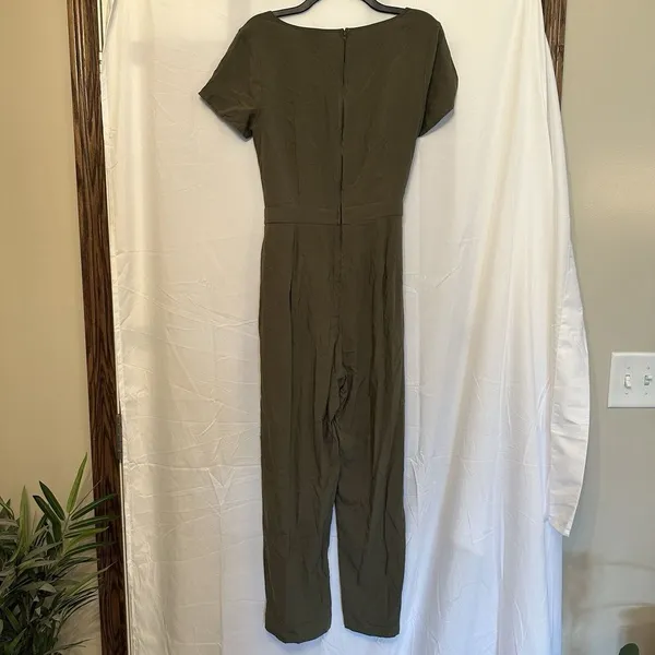 ModCloth Bay‎ Area Believer Cropped Tie Front Jumpsuit Women's Size Medium Green - Image 3