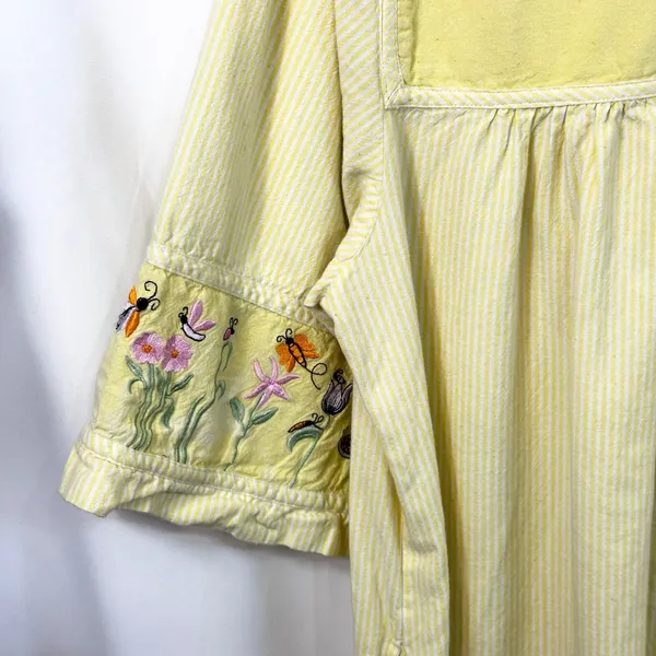 VTG Quacker Factory XL Nightgown‎ Yellow Embroidered Butterfly Cottagecore 411 - Image 12