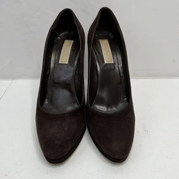 Michael Kors Collection Size 7 Pumps Heels Brown Suede Platform Designer Italy - Image 5