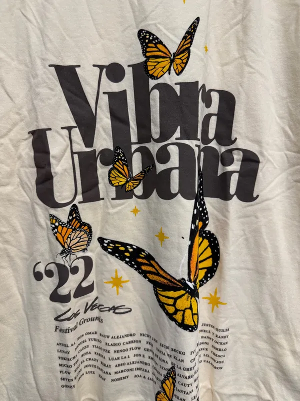 Vibra Urbana 2022 Butterfly Tee Light Yellow Size L NEW Festival Grounds - Image 4