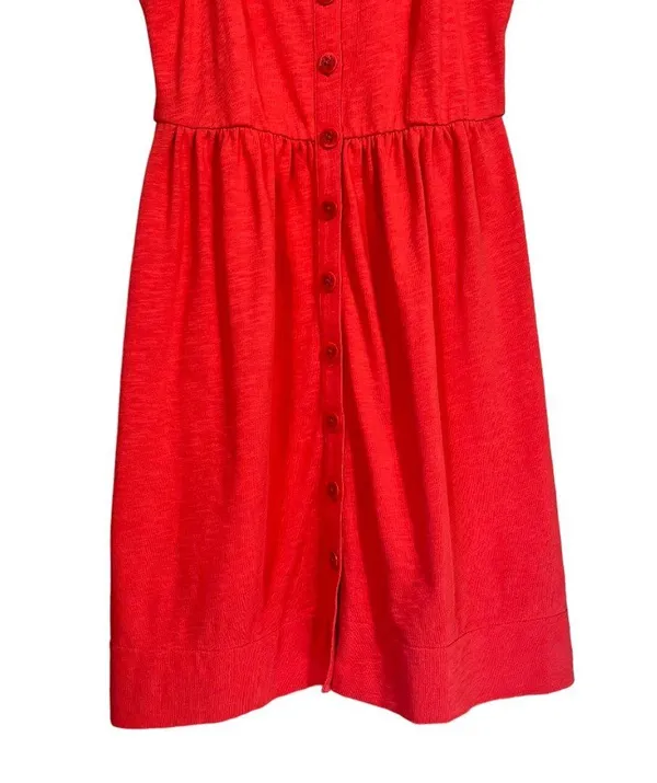 J. Crew Women’s Coral Sleeveless Nautical Button Front A-Line Dress #88409 Size S - Image 5