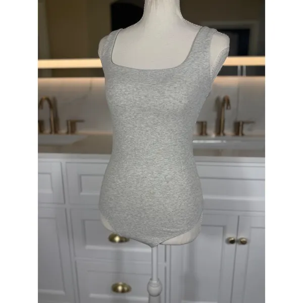 Abercrombie & Fitch Bodysuit Womens Medium Gray Square Neck Soft A&F Collection - Image 5