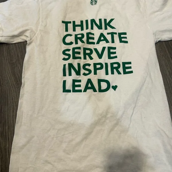 Starbucks volunteer White T-Shirt with Green Graphic - Image 3