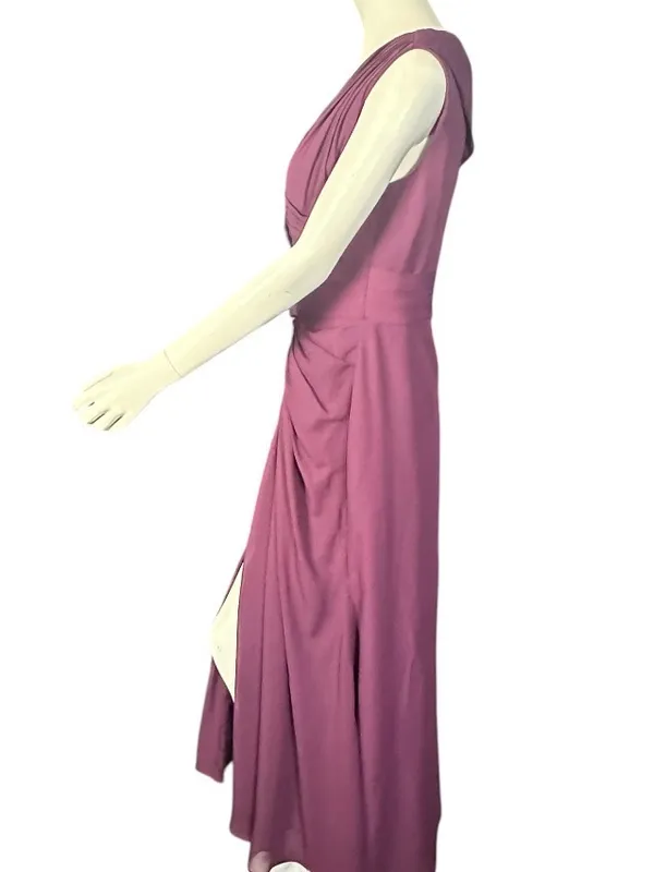 KMQSY V-Neck Ruched Evening Gown with High Leg Slit Plum Size 10 NWT - Image 3