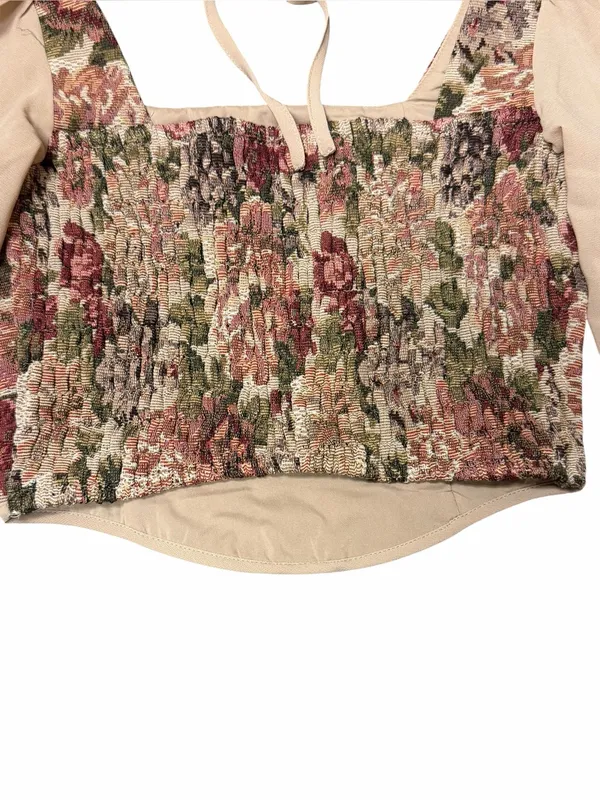 Willow + Root Floral Smocked Tapestry Crop Top NWT XS Cottagecore Fairycore - Image 7