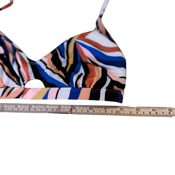 Hurley Zebra Print Bikini Top Multicolor Halter Swim Top Beach Resort Large EUC - Image 8