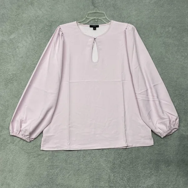 J Crew Shirt Womens Medium Tall Pink Puff Sleeve Satin Back Crepe Office BL712 - Image 2