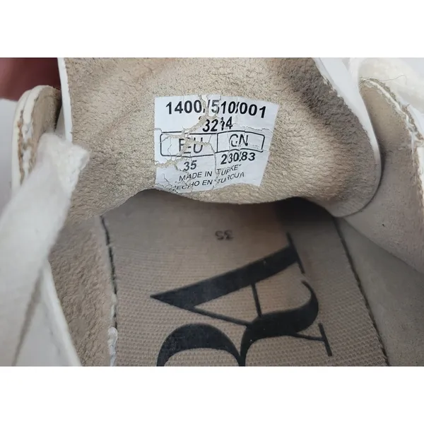 Zara Womens Shoes Size 35 White Low Top Lace-Up Round Toe Classic Casual Sneaker - Image 2