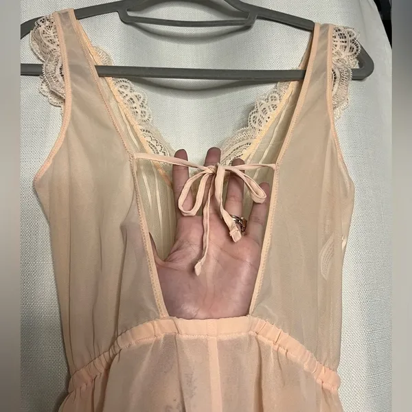 Auden Striped Chiffon Bodysuit Honeysuckle Peach XS - Image 8