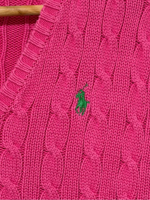 Ralph Lauren Pink Cable Knit Sweater Size Medium Women’s - Image 5