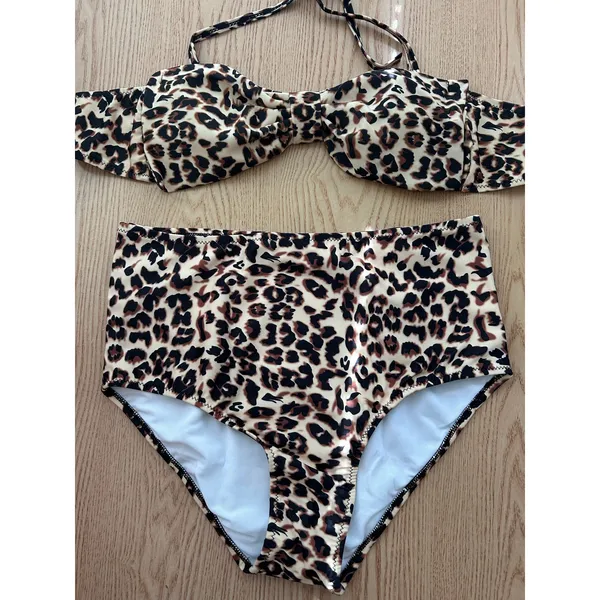 B45 New Women’s AMI Sexy 2Pc Animal 🐆Print Bikini Set High Waisted Medium/Large - Image 2