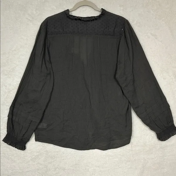 Faherty Button Shirt Top Willa Ruffle Gray Blouse Organic Cotton Size XL NWT NEW - Image 5