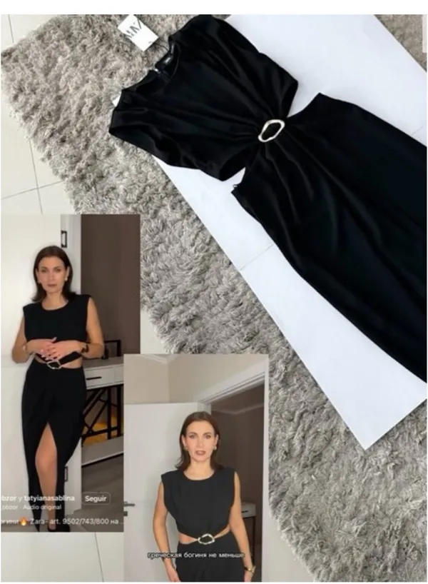 Zara Black Sleeveless Midi Dress with Decorative Ring Cutout - Image 5