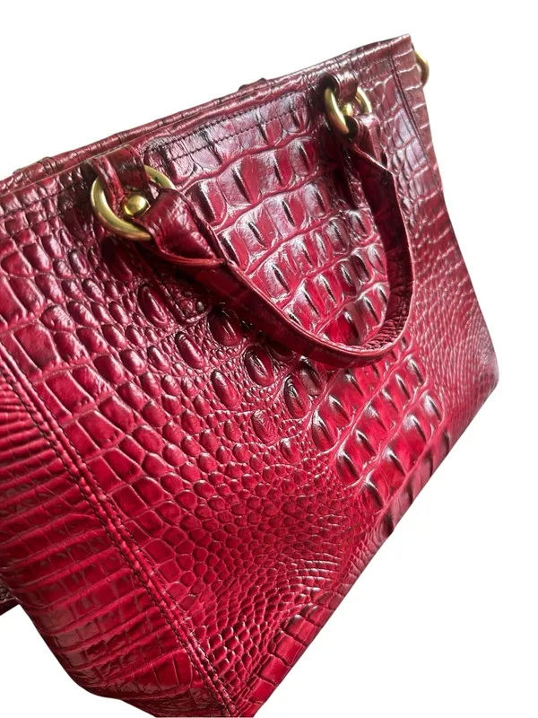 Brahmin Red Croc-Embossed Leather Tote with Removable Strap - Image 2