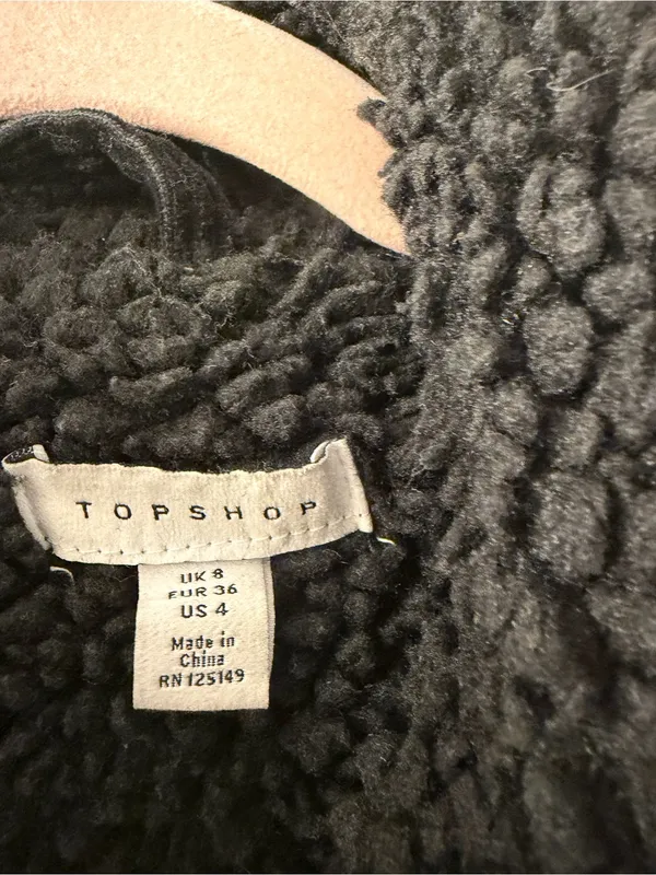 Topshop Black Corduroy Teddy Jacket with Sherpa Collar - Image 2