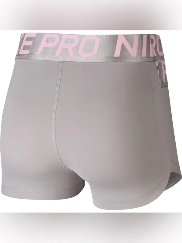 Nike Pro Women’s Mid-Rise 3" Biker Shorts – Thunder Grey/Pink Foam/Metallic – XS - Image 4