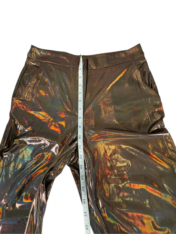 Sincerely Jules Metallic Bronze Lame Wide Leg High Rise Pants NWT M Iridescent - Image 11