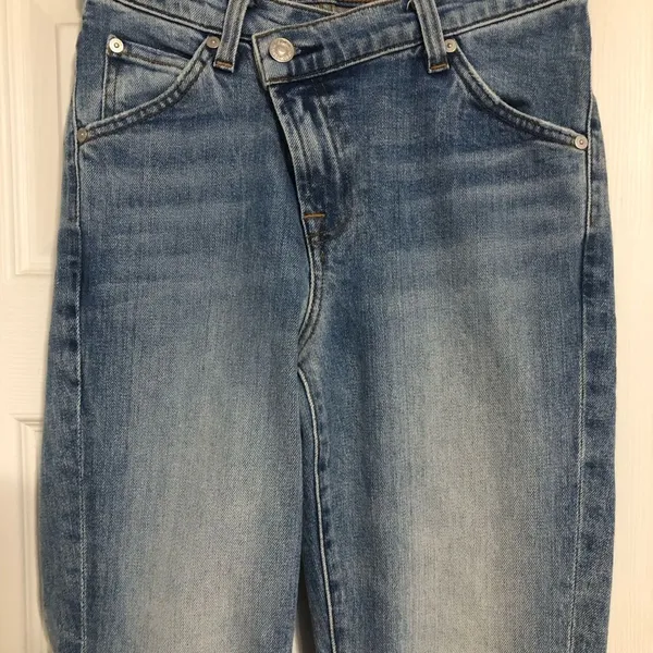7 For All Mankind Criss Cross Denim Jeans Women's Size 24‎ Trendy - Image 2