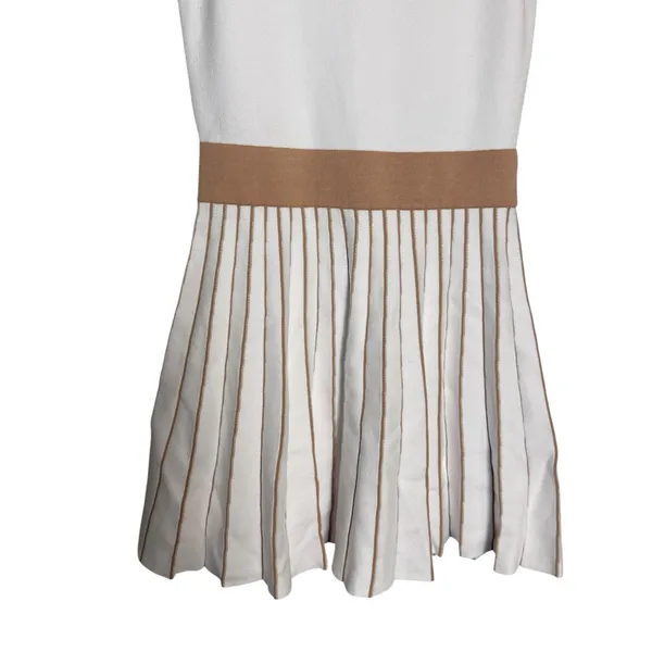 Beach Riot Solange White Almond Pleated Scoop Neck Athleisure Tennis Mini Dress - Image 7