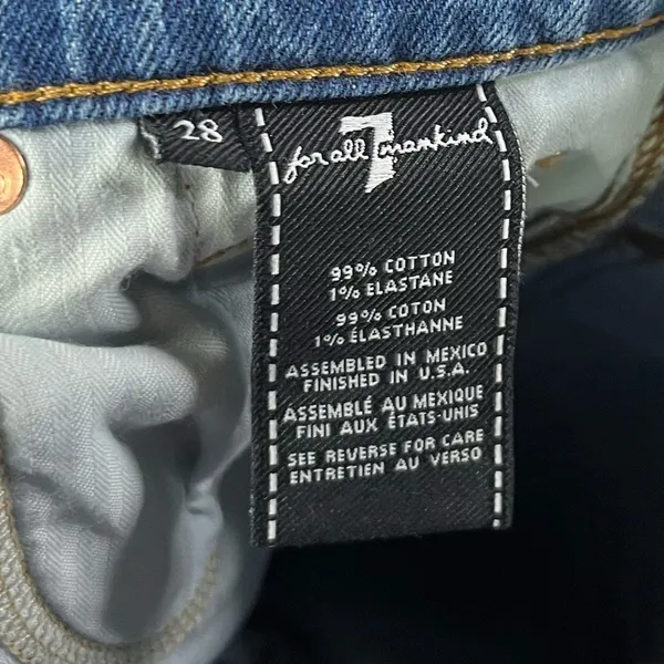7 For All Mankind High Waist Cropped Straight Jeans 28 - Image 6