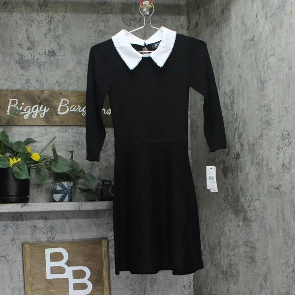 NWT BCX Juniors Pearl-Collar 3/4 Sleeve Dress 1104M8M Black XS - Image 4