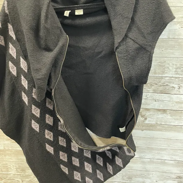 Anthropologie Moth‎ Womens S Wool Shrug Sweater Wrap Cowl Cropped Black Zipper - Image 2