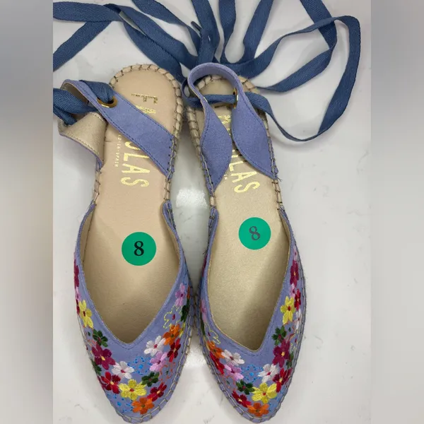 Fabiolas Blue Floral Lace-Up Espadrilles - Image 2