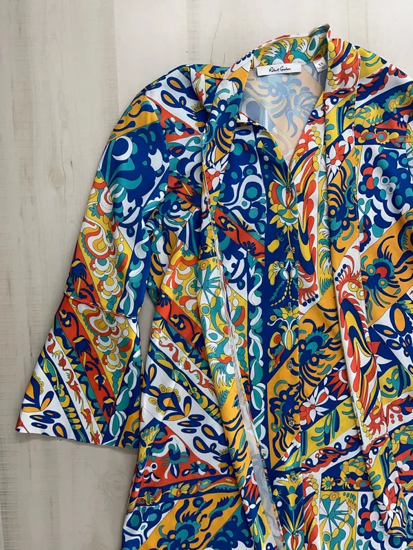 ROBERT GRAHAM printed flouncy dress event casual vacation XS - Image 5