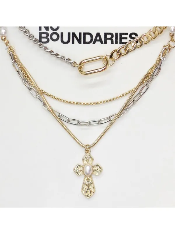 NWT No Boundaries Pendant Necklace Set Gold / Silver Gray 18" + 3" 16" + 3" - Image 2