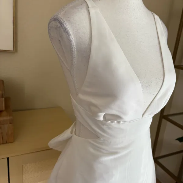 LoveShackFancy Till Dress In‎ Antique White Bridal Open Back Bow Accent Size 0 - Image 6